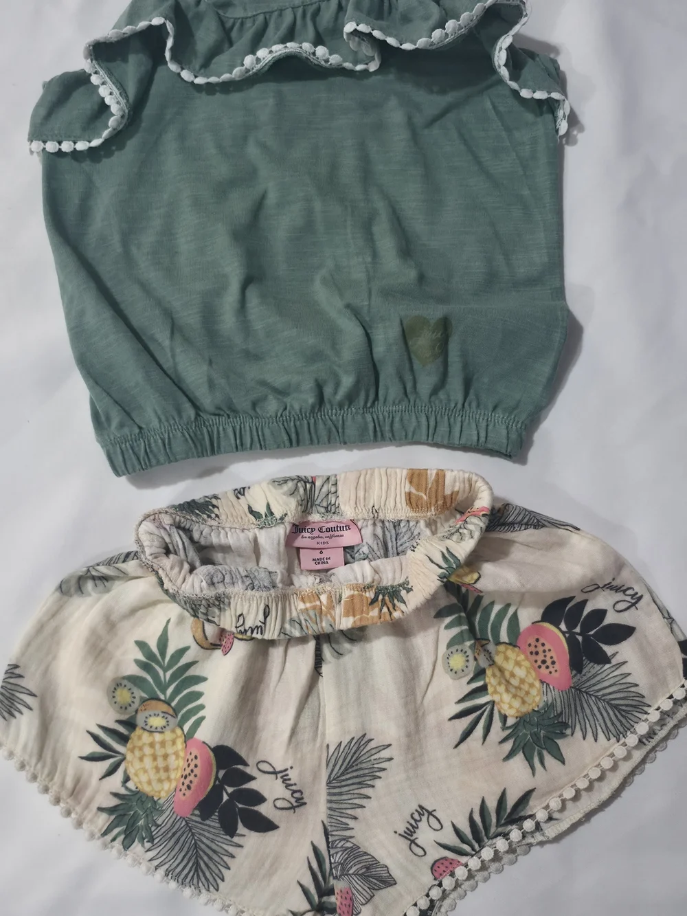Green Ruffle Strap Tank Top for Kids